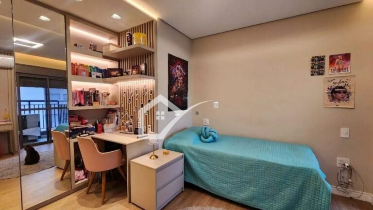 Quarto de apartamento com 3 dormitórios à venda, 128 m², na Vila Gilda. em Sto André