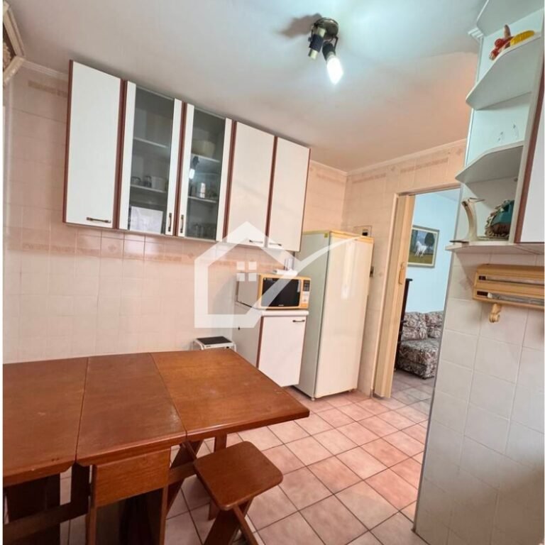 Cozinha apartamento à venda (46m²), 100 metros da praia, 1 quarto, 1 vaga